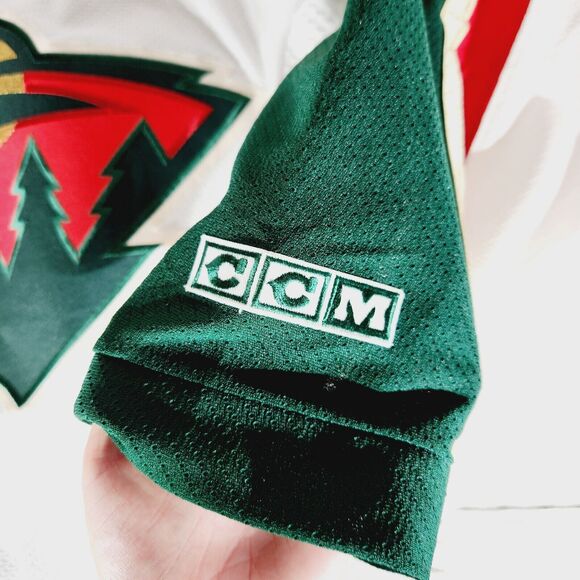 CCM Minnesota Wild Hockey Jersey Adult Sz S Patches Green Red White Vtg Official - Picture 11 of 13